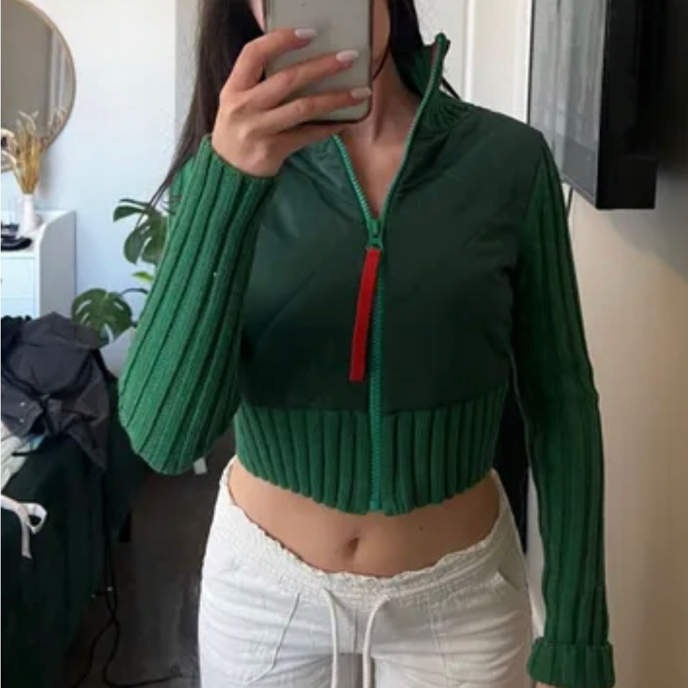 BDG Quilted Zip-Up Sweater